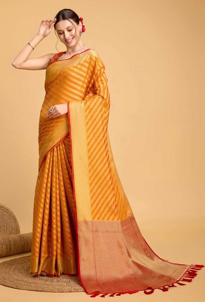 Golden Sun Yellow Patola Silk Saree