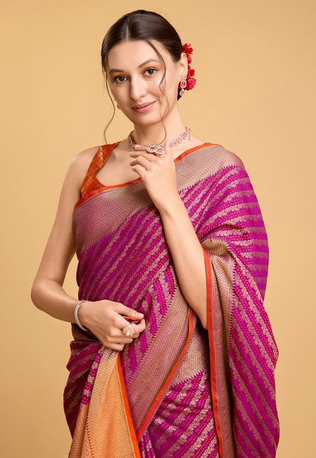 Soft Blush Pink Patola Silk Saree