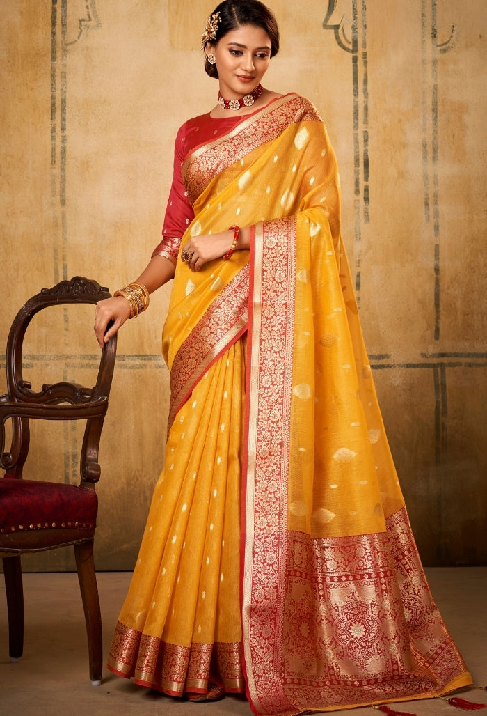 Lemon Lustre Silk Tissue Saree