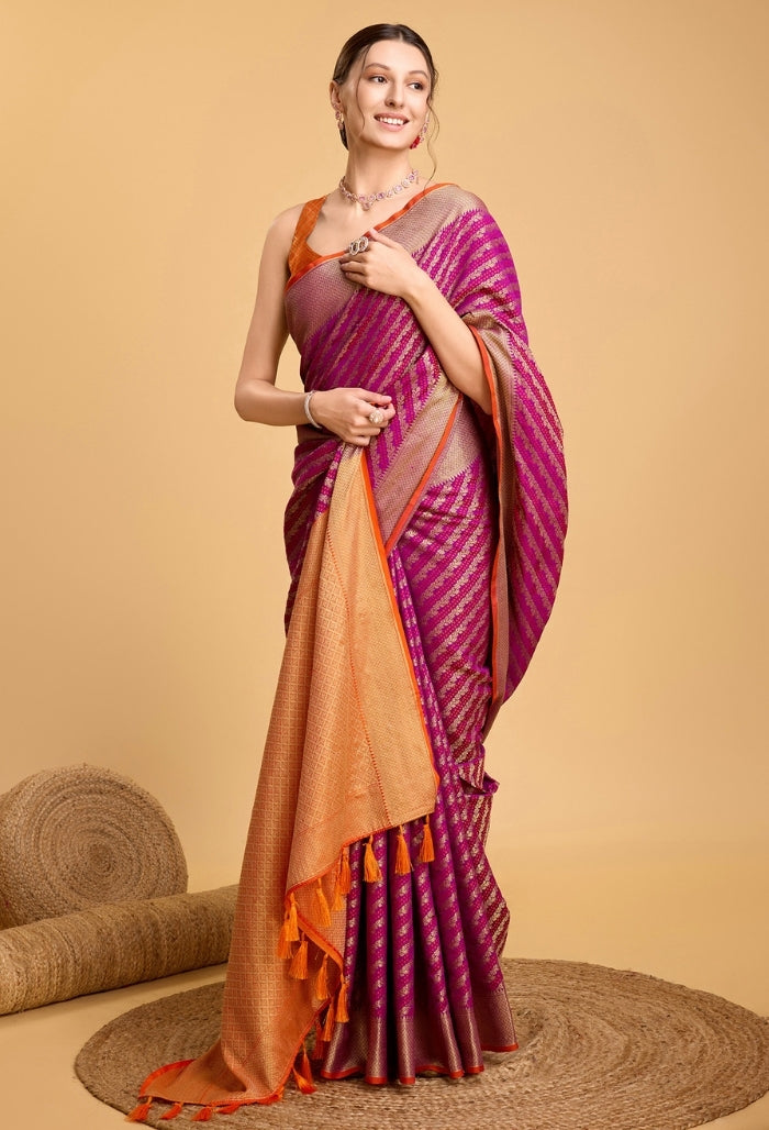 Soft Blush Pink Patola Silk Saree