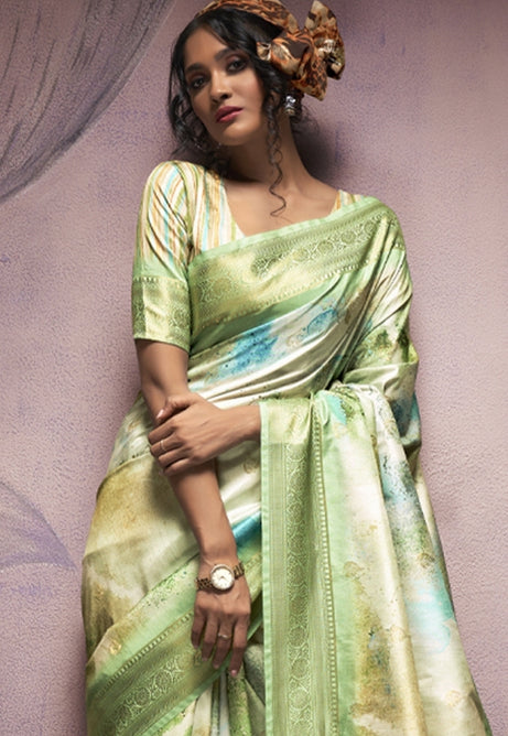 Mint Green Soft Silk saree