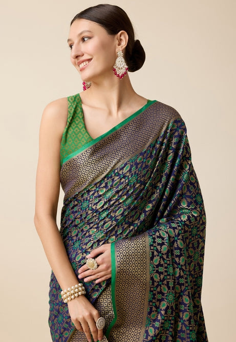 Emerald Green Patola Silk Saree