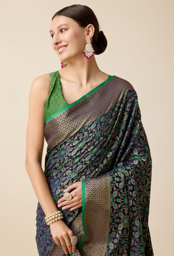 Emerald Green Patola Silk Saree