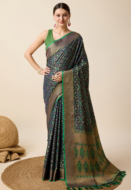 Emerald Green Patola Silk Saree