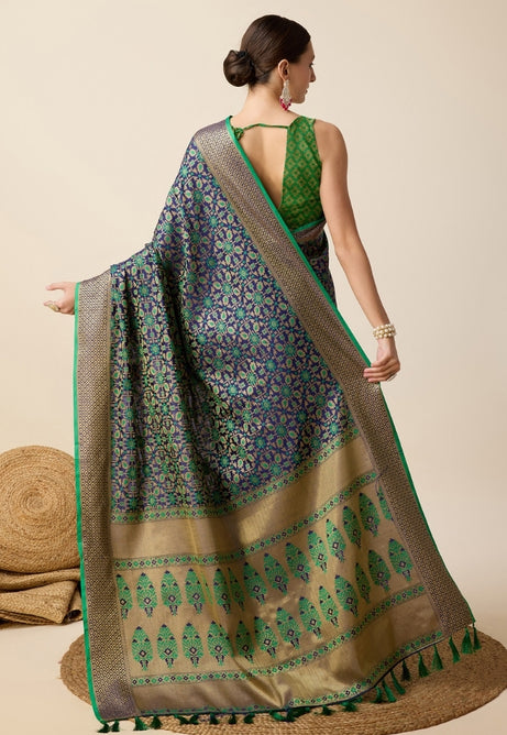 Emerald Green Patola Silk Saree