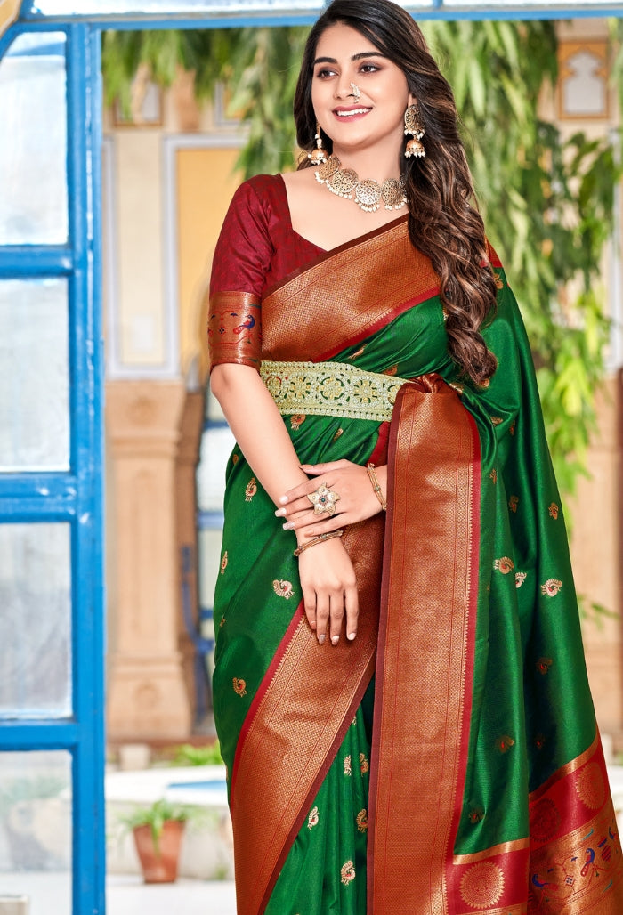 Mystic Green Dharamavaram silk saree