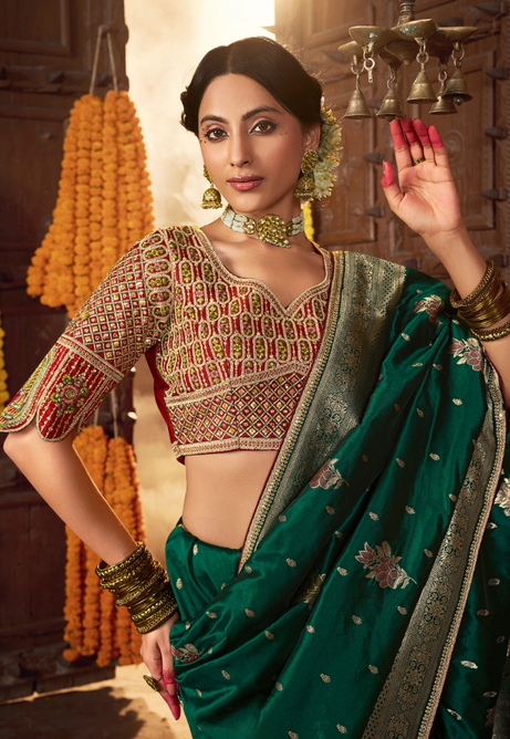 Emerald Glow Pure Silk Weaving saree