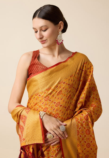 Vibrant Yellow Patola Silk Saree