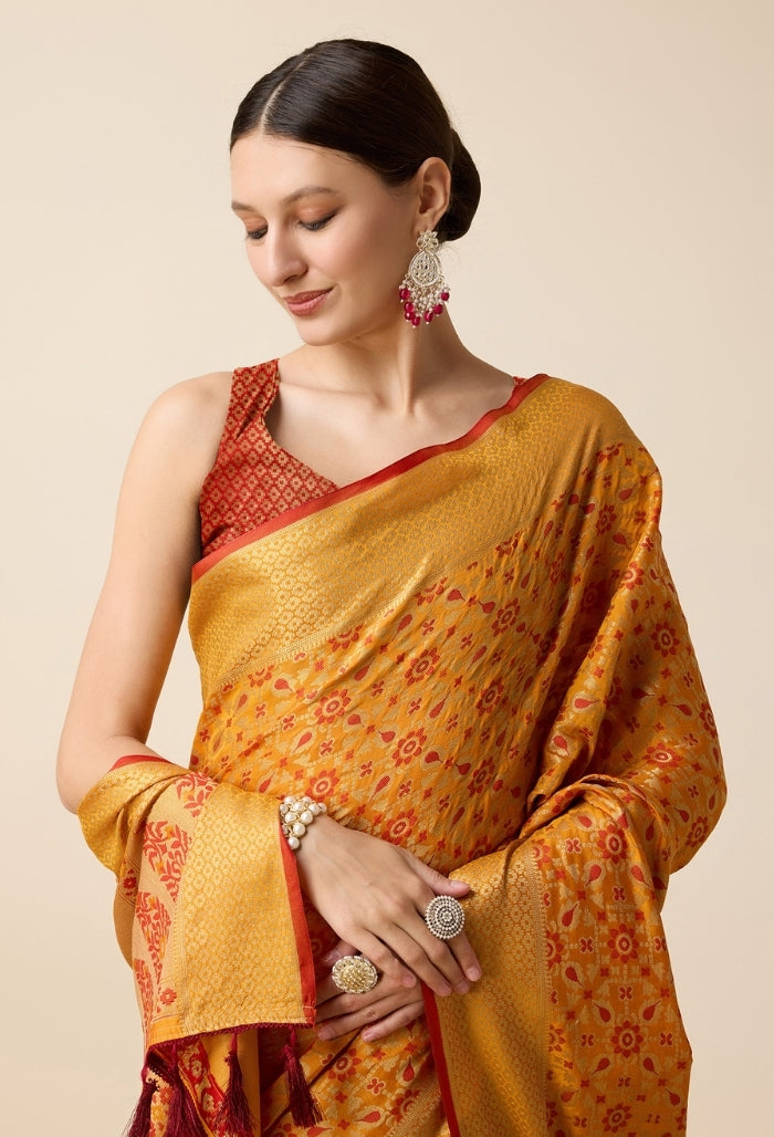 Vibrant Yellow Patola Silk Saree