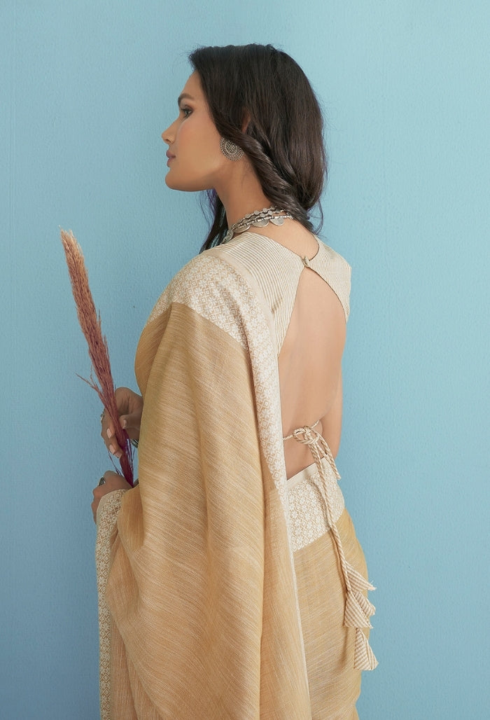 Vanilla Drape Soft Linen silk saree