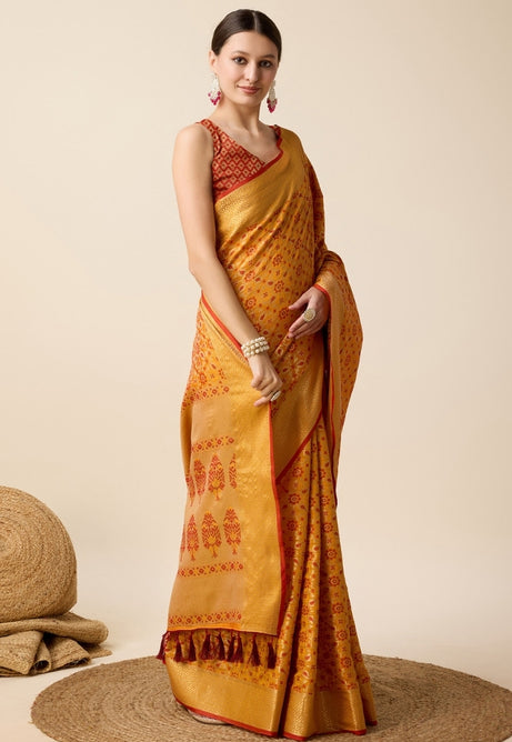 Vibrant Yellow Patola Silk Saree
