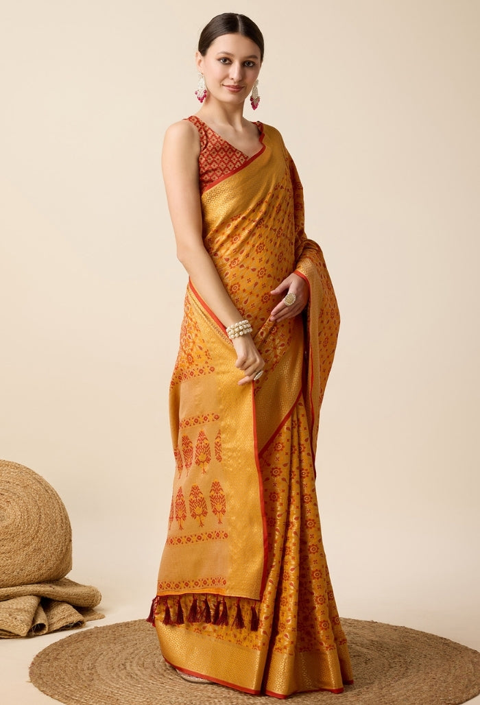 Vibrant Yellow Patola Silk Saree