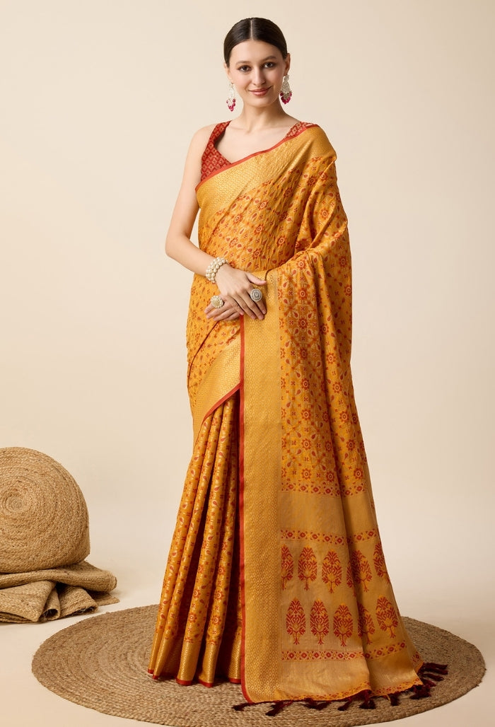 Vibrant Yellow Patola Silk Saree