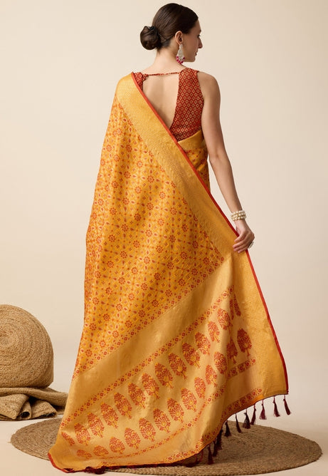 Vibrant Yellow Patola Silk Saree