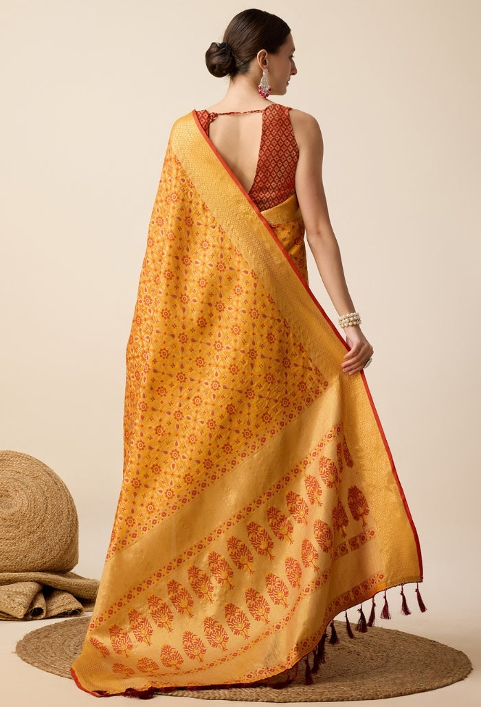 Vibrant Yellow Patola Silk Saree
