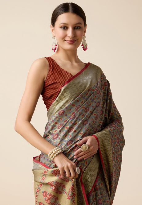 Earthy Brown Patola Silk Saree