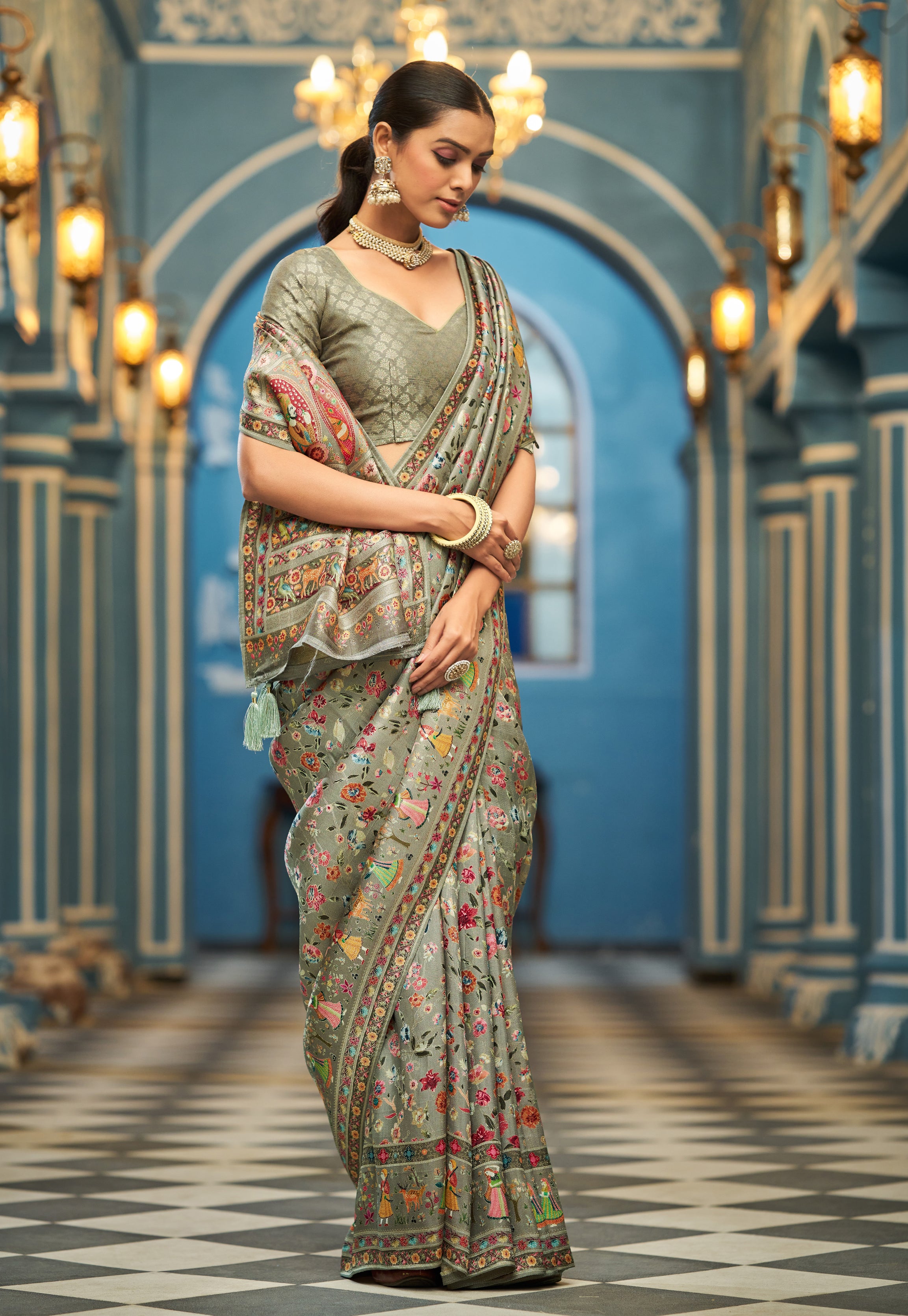 Elegant Dark Grey Soft Silk Saree