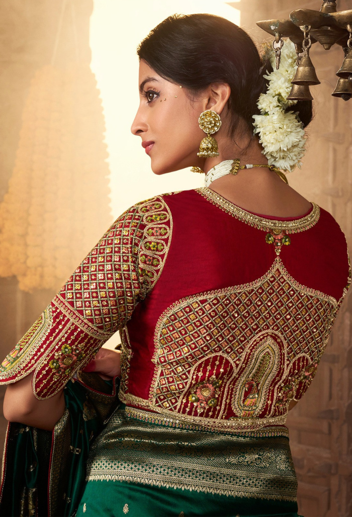 Emerald Glow Pure Silk Weaving saree