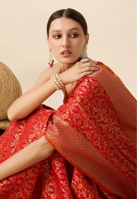 Scarlet Red Patola Silk Saree