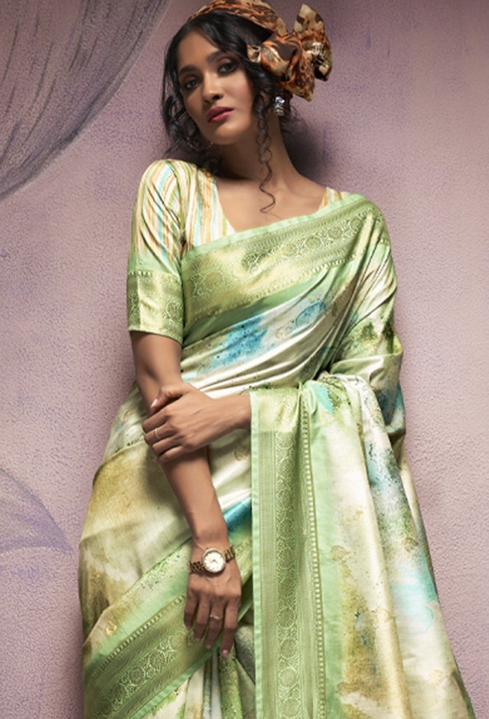 Mint Green Soft Silk saree