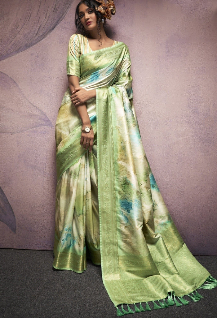 Mint Green Soft Silk saree