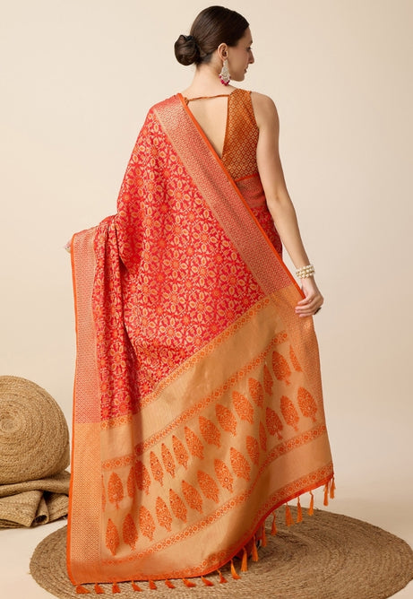 Scarlet Red Patola Silk Saree