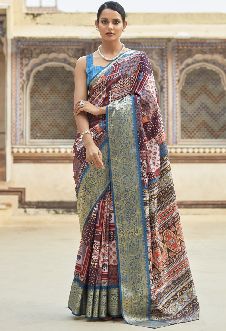 Blue Dola Viscose With Print