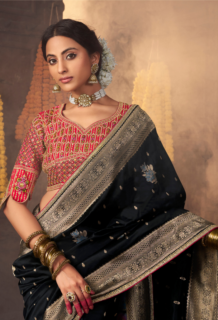 Midnight Charm Pure Silk Weaving saree