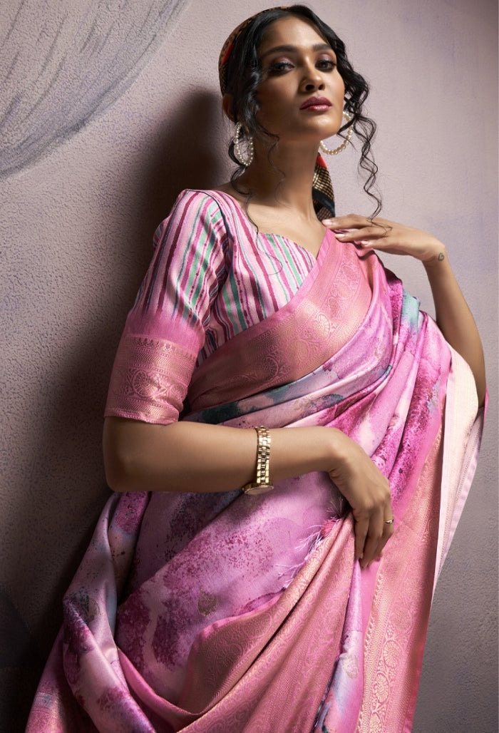 Ballet Pink Soft Silk saree