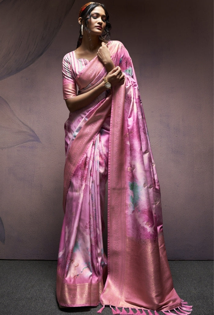 Ballet Pink Soft Silk saree