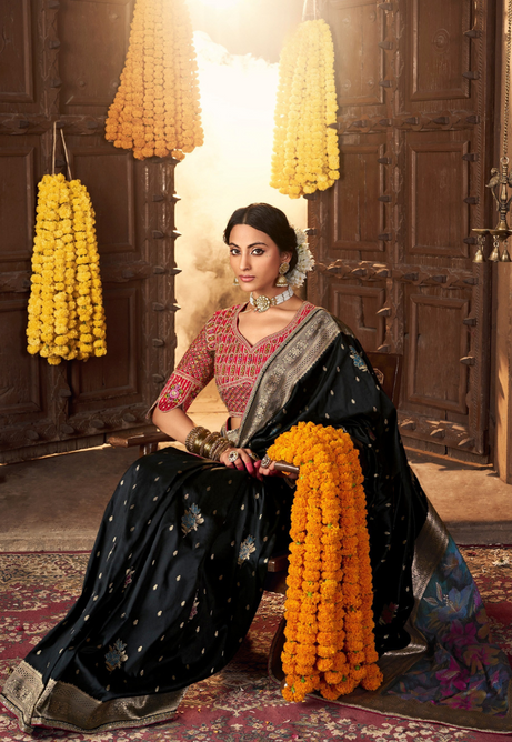 Midnight Charm Pure Silk Weaving saree