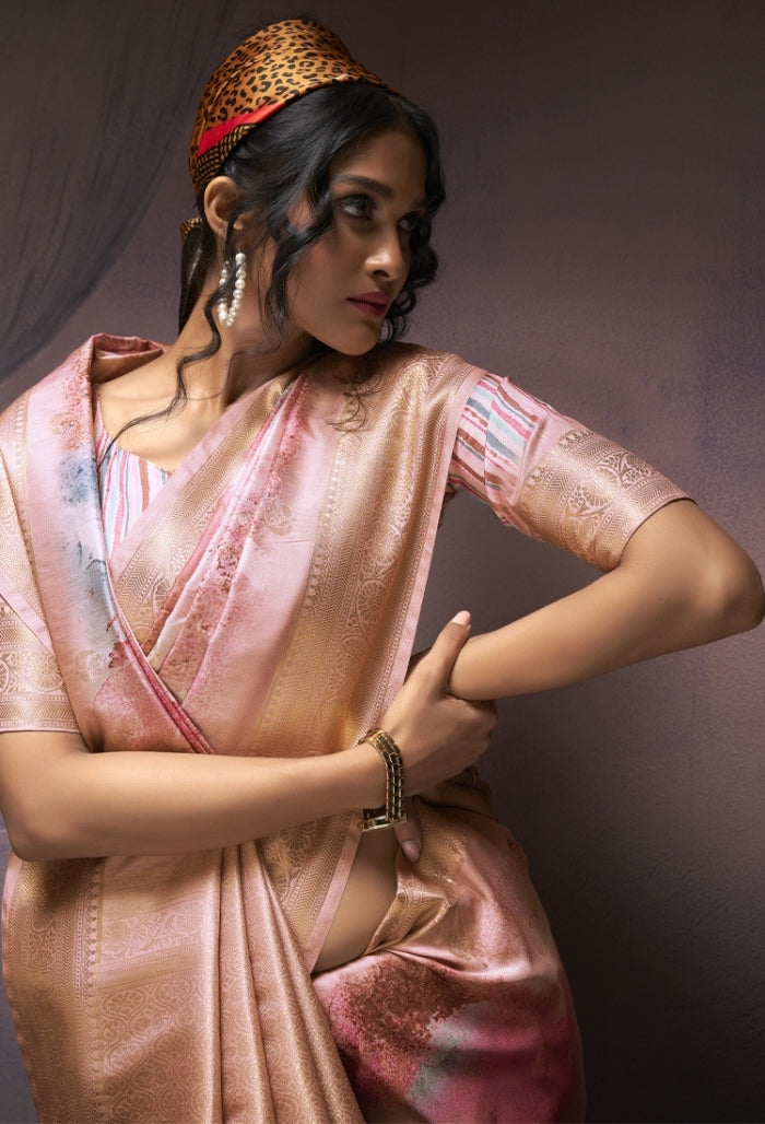 Baby Pink Soft Silk saree