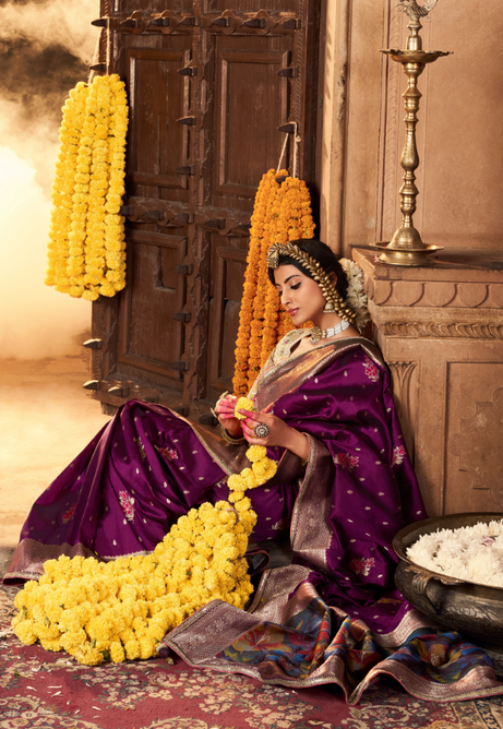 Royal Plum Pure Silk Weaving saree