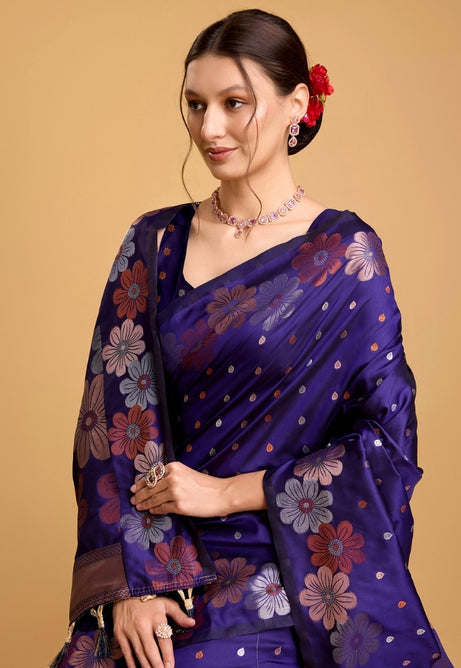 Royal Blue Pure Jacquard Saree