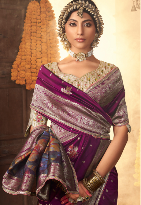 Royal Plum Pure Silk Weaving saree