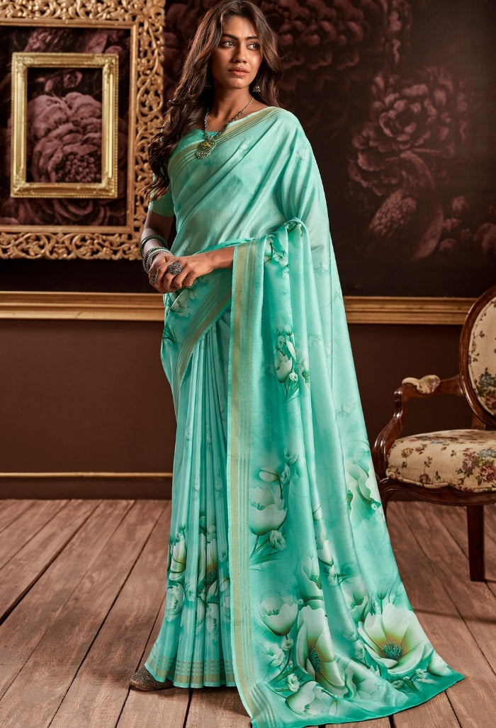 Mint Pure Light Green Handloom Silk Saree