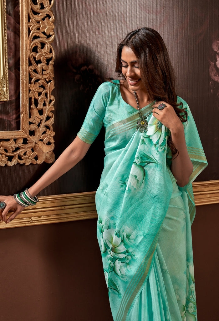 Mint Pure Light Green Handloom Silk Saree