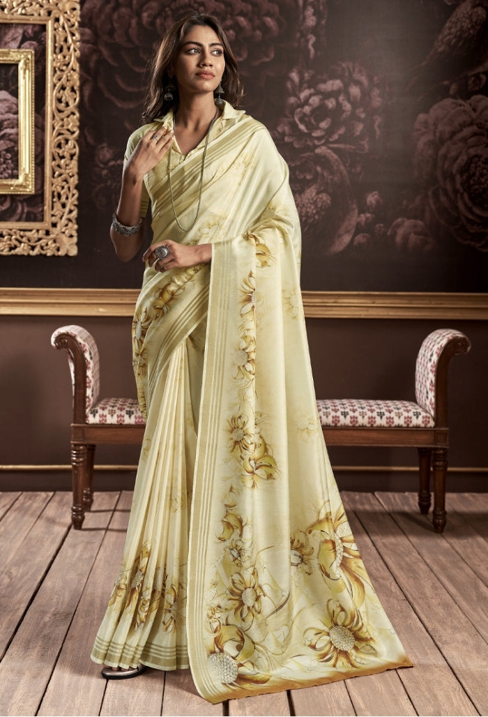 Sunflower Yellow Pure Handloom Silk Saree