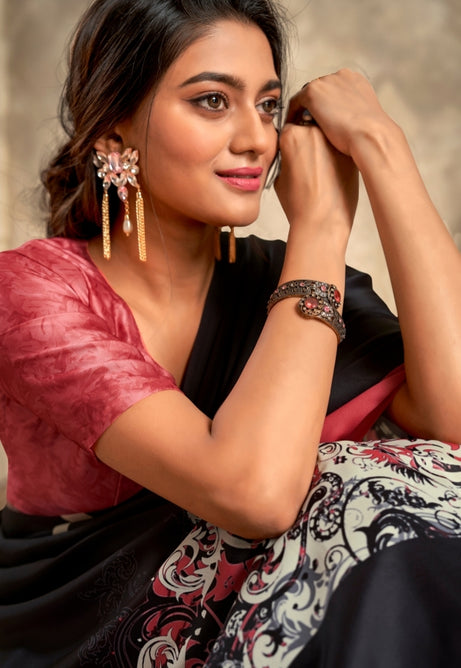 Rose Quartz Pure Sattin Crepe Saree