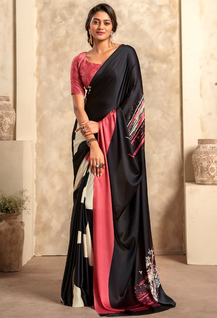 Rose Quartz Pure Sattin Crepe Saree