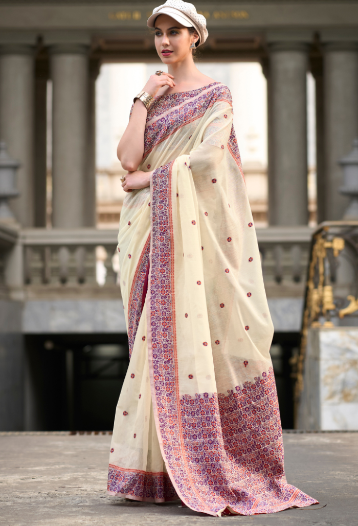 Pearl Glow Linen saree