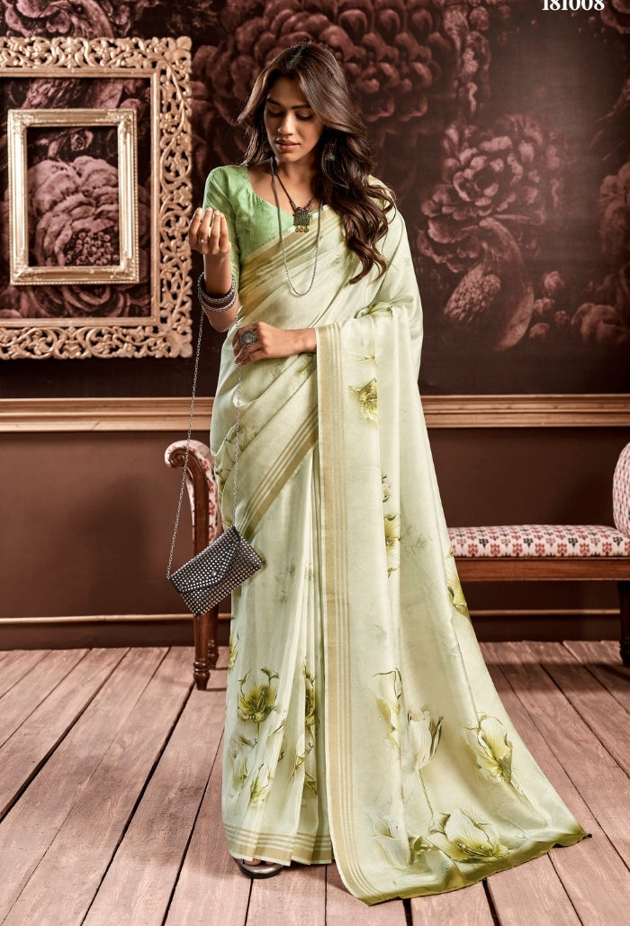 Mint Pure Light Green Handloom Silk Saree