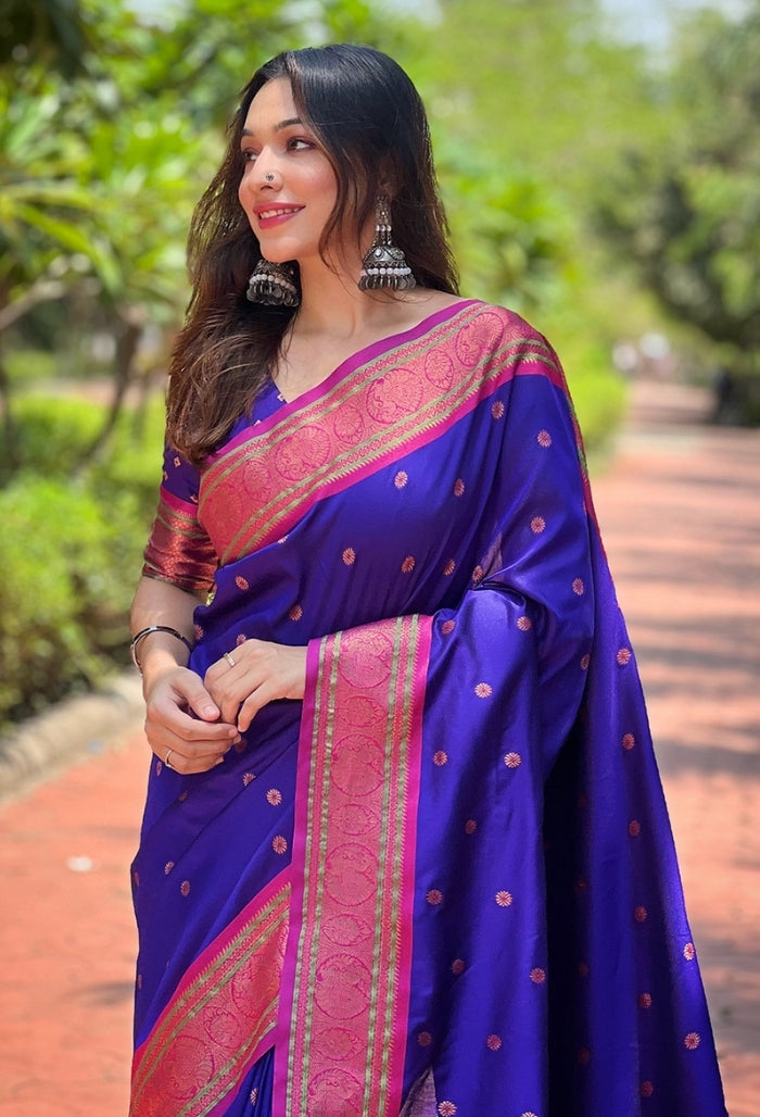 Royal Blue Paithani Silk Saree