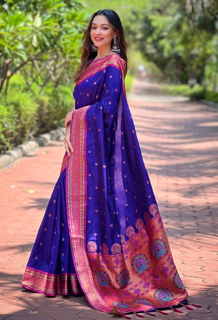 Royal Blue Paithani Silk Saree