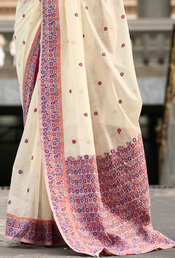 Pearl Glow Linen saree