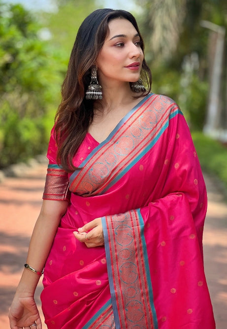 Soft Pink Paithani Silk Saree