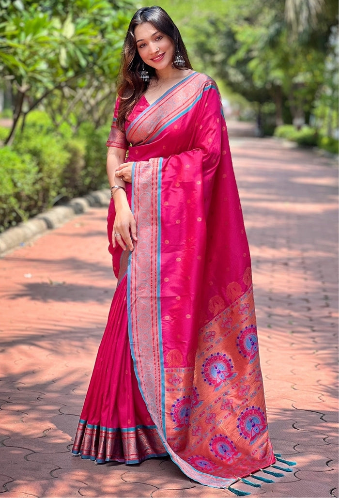 Soft Pink Paithani Silk Saree