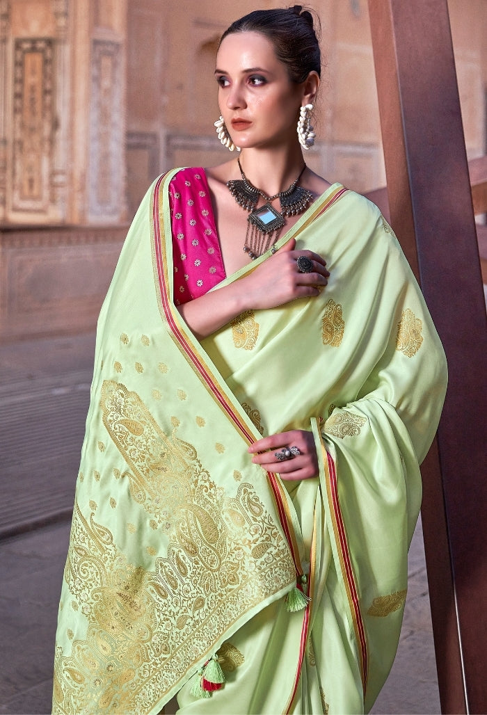 Lemon Zest Pure Sattin Saree