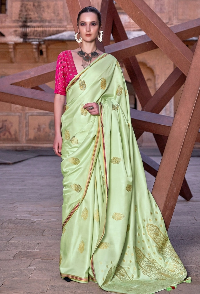 Lemon Zest Pure Sattin Saree