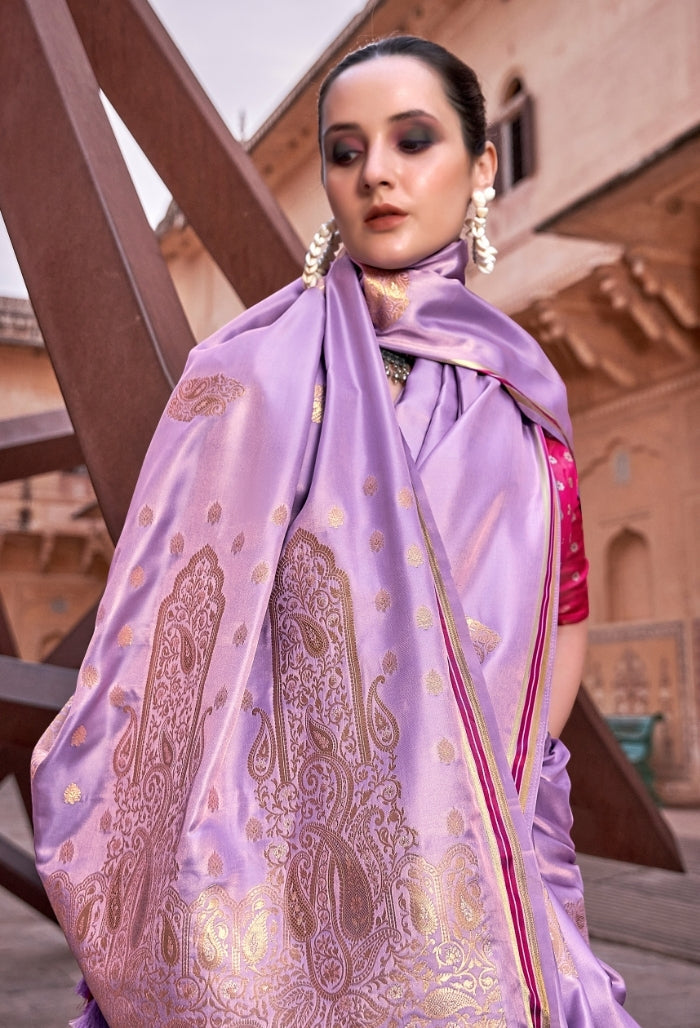 Orchid Purple Pure Sattin Saree